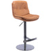Swivel Bar Stools Black Titanium Stainless Steel Base and Footrest, Grade, Faux Leather Bar Chair with Backrest (Brown 1pc) - DTYStore