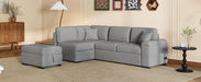 Sleeper Sectional Sofa, L-Shape Corner Couch Sofa-Bed with Storage Ottoman & Hidden Arm Storage & USB Charge for Living Room Apartment, Gray - DTYStore
