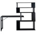 Home Office Computer Desk L-Shaped Corner Table, Rotating Computer Table with 5-Tier Bookshelf, Four Installation Methods, Lockable Casters (Black) - DTYStore