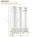 Modern Large Storage Hall Tree with Bench, Multi-functional Storage Bench with High Gloss Fluted Doors, Luxurious Coat Rack with 6 Gold Hooks and Legs for Entryway, Living Room, White - DTYStore