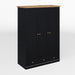 Modern Wood 3 Doors Armoire Wardrobe Closet with 2 Drawers,70.1' Tall Wooden Wardrobe Cabinet with Hanging Rail and Shelve for Bedroom, Natural +Black - DTYStore