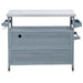 Outdoor Kitchen Island, Rolling Bar Cart & Storage Cabinet, Farmhouse Solid Wood Outdoor Grill Table with Stainless Steel Top, Spice Rack , Towel Rack for Kitchen & BBQ , Grey Blue - DTYStore