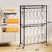 Rolling Clothes Rack, Heavy Duty Garment Racks 3 Tiers Portable Adjustable Wire Shelves with Wheels, Hanging Rods & Side Hooks Metal Freestanding Clothing Wardrobe Closet - Black - DTYStore