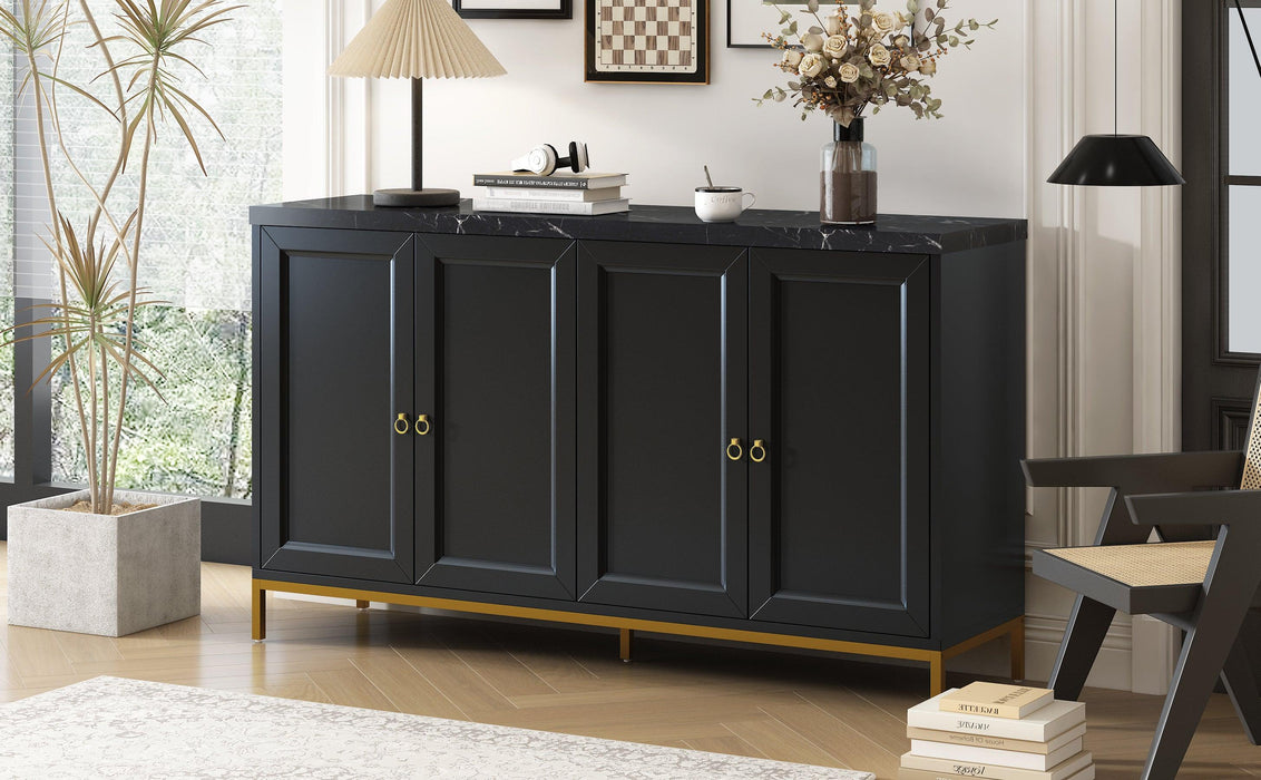 Modern Sideboard with Extra Large Storage Space with Metal Handles and Support Legs for Living Room and Dining Room (Black) - DTYStore