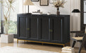 Modern Sideboard with Extra Large Storage Space with Metal Handles and Support Legs for Living Room and Dining Room (Black) - DTYStore