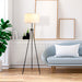 59.75" Tripod Floor Lamp with Pull Chain Standing, Fabric Lampshade E26 Lamp Holder Steel for Living Room, Bedroom, Office, Black - DTYStore