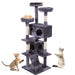 Cat Tree Cat Tower with Scratching Ball, Plush Cushion, Ladder and Condos for Indoor Cats, Gray - DTYStore