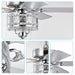 52'' Classical Crystal Ceiling Fan Lamp 5 Reversible Blades for Living Room, Dining Room, Bedroom, Family Room, Chrome (Hand Pull Chain) - DTYStore