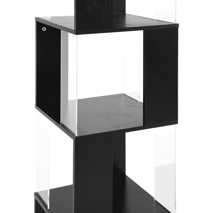 6 tier Rotating Bookshelf, Floor Rack Simple Bookcase with Acrylic plate Student Multi-Function Creative Bookshelf for Living Room with anti-toppling base - DTYStore