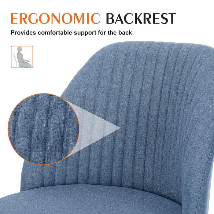 Armless Home Office Desk Chair with Wheels Adjustable Swivel Task Computer Vanity Chair for Small Spaces - DTYStore