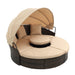 Hot Sale KD Rattan Round Lounge With Canopy Bali Canopy Bed Outdoor, Wicker Outdoor Sofa Bed with lift coffee table - DTYStore