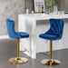 Furniture,Golden Swivel Velvet Barstools Adjusatble Seat Height from 25-33 Inch, Modern Upholstered Bar Stools with Backs Comfortable Tufted for Home Pub and Kitchen Island,Blue,Set of 2 - DTYStore