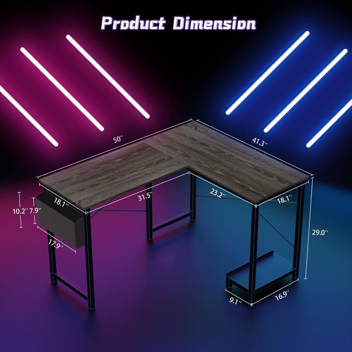 L Shaped Gaming Desk,Gray - DTYStore