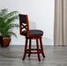30' Bar Height X-Back Swivel Stool, Stool, Cherry Finish, Charcoal Fabric Seat - DTYStore