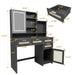 Makeup Vanity with Lights in 3 Colors & Openable Mirror, Vanity Desk with 4 Drawers & 1 Cabinets & Shelves, Vanity Table Rattan Vanity Dresser, for Bedroom - DTYStore
