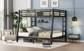 Metal Full XL over Queen Bunk Bed for Teens and Adults,Space-Saving/Noise Reduced/No Box Spring Needed,Black - DTYStore