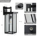 Set of 2 Modern Outdoor Wall Lanterns with Black Metal Frame and Clear Glass, Ambient light sensors,Weatherproof Wall Sconces for Porch, Garage, or Entryway Lighting, E26 Bulb Compatible - DTYStore