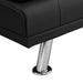 Sofa Bed with Armrest two holders WOOD FRAME, STAINLESS LEG, FUTON BLACK PVC - DTYStore
