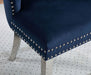 Contemporary Blue Color Flannelette 2pcs Side Chairs Button-Tufted Upholstered Dining Chairs Wingback Design Furniture Set - DTYStore
