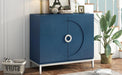 Simple Storage Cabinet Accent Cabinet with Solid Wood Veneer and Metal Leg Frame for Living Room, Entryway, Dining Room (Navy) - DTYStore