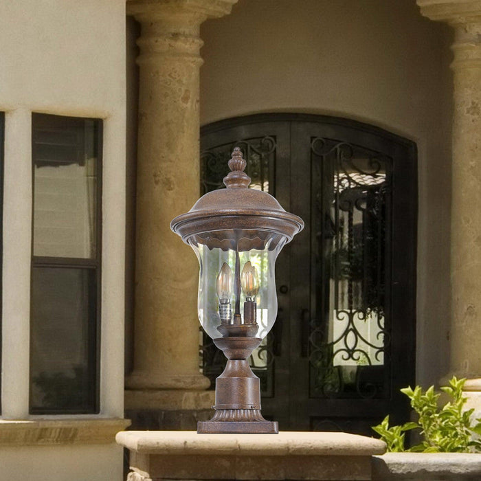 Vintage Outdoor Lamp Post Light, Waterproof Garden Patio Lantern with Clear Glass Shade, Classic Bronze Finish, Ideal for Yard, Porch, Walkway, and Driveway Lighting (One piece&No bulb) - DTYStore