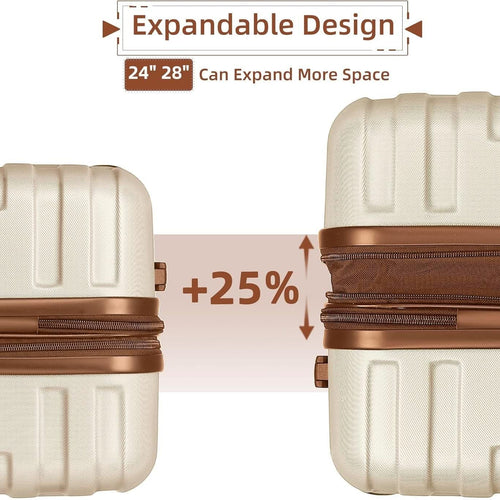 Luggage Sets 6 Piece with Duffel Bags, Hardside Expandable Suitcases with Spinner Wheels TSA Lock, Cream - Image 2