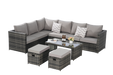6 Piece Outdoor Patio Furniture Set, All Weather Wicker Rattan Outdoor Sofa Conversation Set with Glass Table, Cushions and Pillows, for Lawn, Garden, Backyard - DTYStore