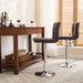 Swivel Faux Leather Adjustable Hydraulic Bar Stool, Set of 2, Brown - DTYStore