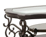 Cocktail Table, Glass table top, MDF W/marble paper middle shelf, powder coat finish metal legs. (52"Lx32"Wx20.3"H) - DTYStore