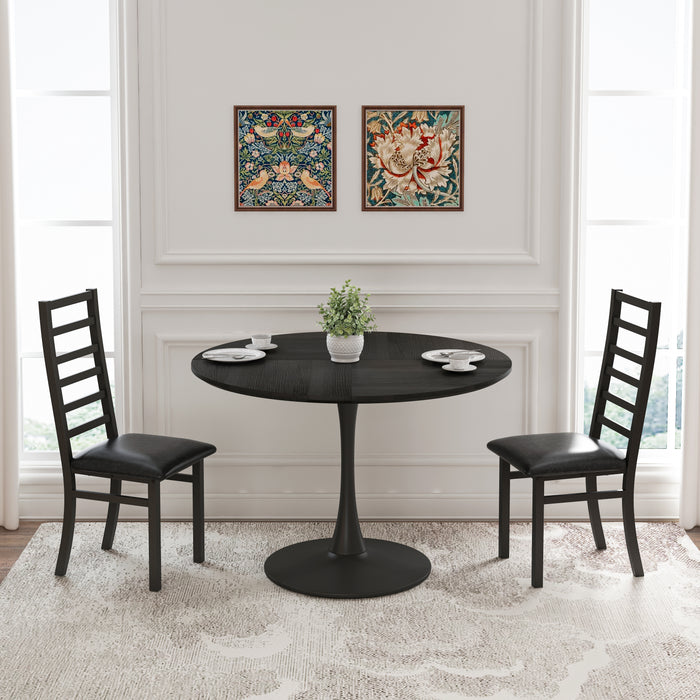 Metal Dining Chairs Set of 2, Steel Legs and PU Leather Seats, High Back Armless Dining Chairs, for Kitchen, Living Room, Black