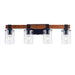 4-Light E26 Bulb Industrial Style Farmhouse Wall Light , Rustic Wood Bathroom Vanity Lights with Clear Glass, Modern Iron Wall Sconce for Bedroom, Kitchen, Hallway - DTYStore