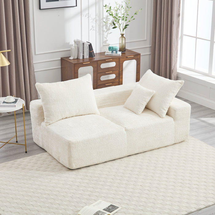UNITED WE WIN Memory Foam 2-Seater Couch, No Installation & Easy to Transport, Deep Seat Modern Sofa with Chenille Fabric, Couch for Living Room, Bedroom, Apartment, Home Office