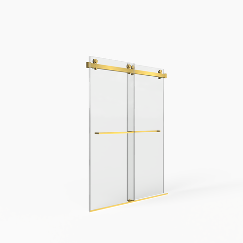 56-60'W x 70'H Frameless Double Sliding Shower Door,5/16' (8mm) Thick SGCC Tempered Clear Glass,Double Side Easy Clean Coat,Brushed Gold Finished With Buffer - Image 7