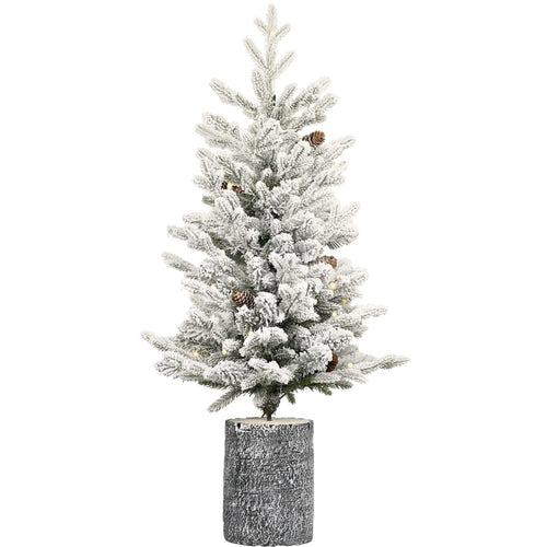 2FT Flocked Christmas Tree with Pot Base, 30 Warm White LED Lights, 189 Tips, PE+PVC Branches with 3 Pine Cones – Small Prelit Holiday Tree for Tabletop, Entryway, or Home Decor - Image 14
