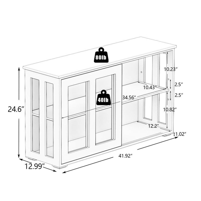 Kitchen Storage Stand Cupboard With Glass Door-White - DTYStore