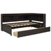 Twin Size L-shaped Bookcases Bed with Power Outlets, USB Charging Ports,Two Drawers,Espresso - DTYStore