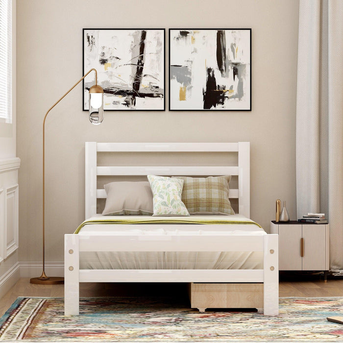 Wood Platform Bed with Two Drawers, Twin - DTYStore