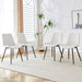 White artificial leather backrest cushion dining chair, black metal legs, curved widened cushion design for more comfort, suitable for restaurants, kitchens, bedrooms, offices.(4 chairs) 0502 - DTYStore