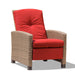 Indoor & Outdoor Recliner, All-Weather Wicker Reclining Patio Chair, Red Cushion (Red,1 Chair) - DTYStore