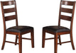 Antique Walnut Finish Solid Wood Set of 2pc Chairs Dining Chair Ladder Back Cushion Seats - DTYStore