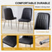 6 modern dining chairs, sleek PU backrest, and silver metal legs bring a comfortable home experience to the kitchen, bedroom, and office.Black PU Chairs with Simple Line Designs On The Backrest. - DTYStore