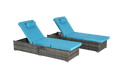 Outdoor Chaise Lounge Chair Set of 2 with Storage Patio Pool Chairs Tanning Lounges for Outside,Beach Rattan Recliners with Adjustable Backrest, Table, Cushion for Poolside Backyard Garden - DTYStore