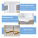 Luxury Simple Arch Chair - Set of 6 White PU Material High Resilience Dining Chair with Arched Metal Gold Leg. - DTYStore