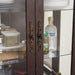 Glass Cabinet Lighted Glass Cabinet Curio Display Cabinet with Adjustable Glass Shelves 2 Doors and 1 drawer Cabinet Bulb Included Cherry - DTYStore