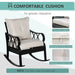 Outsunny Outdoor Wicker Rocking Chair with Padded Cushions, Aluminum Furniture Rattan Porch Rocker Chair w/ Armrest for Garden, Patio, and Backyard, Khaki - DTYStore