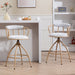 26'' Swivel Counter Height Bar Stool, Set of 2- Fabric Seat with water Transfer Printed Metal Frame, Modern Industrial Design Bar Chairs for Kitchen Island, Dining Room, Home Bar, Counter Seat (BEIGE) - DTYStore