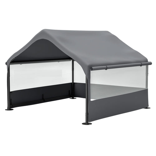 Extra Large Outdoor Dog House Tent with 3-Sided Mesh Windows, Breathable Sun Rain Cover Pet Shelter with Canopy and Ground Stakes for Dogs, Cats, Livestock – 4' x 4' x 3.3', Gray - Image 17