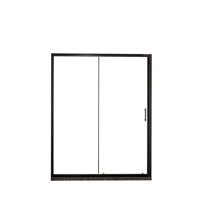 60.in W x 72.in H Single Sliding Shower Door, 1/5 inch Thick Clear Tempered Glass Shower Door with Stainless Steel Handle, Black