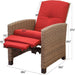 Indoor & Outdoor Recliner, All-Weather Wicker Reclining Patio Chair, Red Cushion (Red,1 Chair) - DTYStore