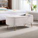 Ivory White Storage Ottoman Bench for End of Bed Gold Legs, Modern Ivory White Faux Fur Entryway Bench Upholstered Padded with Storage for Living Room Bedroom - DTYStore